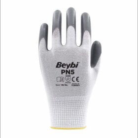 BEYBİ PN-5 NO : 9 POLYESTER NİTRİL ELDİVEN GRİ-BEYAZ