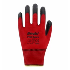 BEYBİ PN-5 NO : 10 ZEBRA POLYESTER NİTRİL ELDİVEN KIRMIZI - SİYAH