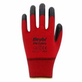 BEYBİ PN NO : 10 ZEBRA POLYESTER NİTRİL ELDİVEN KIRMIZI -SİYAH
