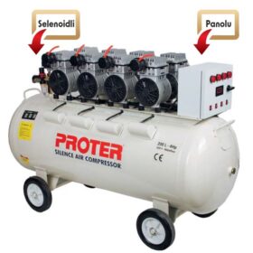 PROTER PR204S SESSİZ-YAĞSIZ 200 LT 4HP MONOFAZE 8 BAR HAVA KOMP
