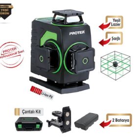 PROTER PL 460 LS 4 X 360 Şakül 4.0 Ah 3.7 V Li - on Pil (Yeşil Lazer Şarjlı)